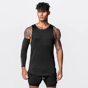 Summer men's tank tops sports gym running fitness men's vests running stretch active quick dry sleeveless t-shirt for men
