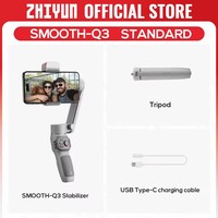 Gimbal Ponsel ZHIYUN Official SMOOTH Q3 3-Axis, Stabilisator Genggam Smartphone dengan Lampu Isi untuk iPhone 13 dan Android