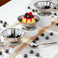 Tazón para Servir Helado en Forma de Loto, Acero Inoxidable 304, Apto para Lavavajillas, Plato para Ensaladas, Bocadillos, Pudín, para Hotel o Restaurante