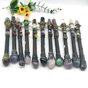 High Quality Natural Crystal Witch Stick Magic Energy Stone Wand Harry Magic Wand For Kids Gift