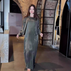 Otoño nueva moda terciopelo alto color sólido vestido traje <span class=keywords><strong>Mujer</strong></span> - Product Image 2