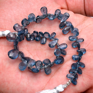 Cuentas de Cianita Musgosa Rara, Facetadas en Forma de Pera, de 4x6mm-8x10mm, Cuentas de Piedras Preciosas Semipreciosas de Cianita Azul Índigo Natural para Joyería - Product Image 6