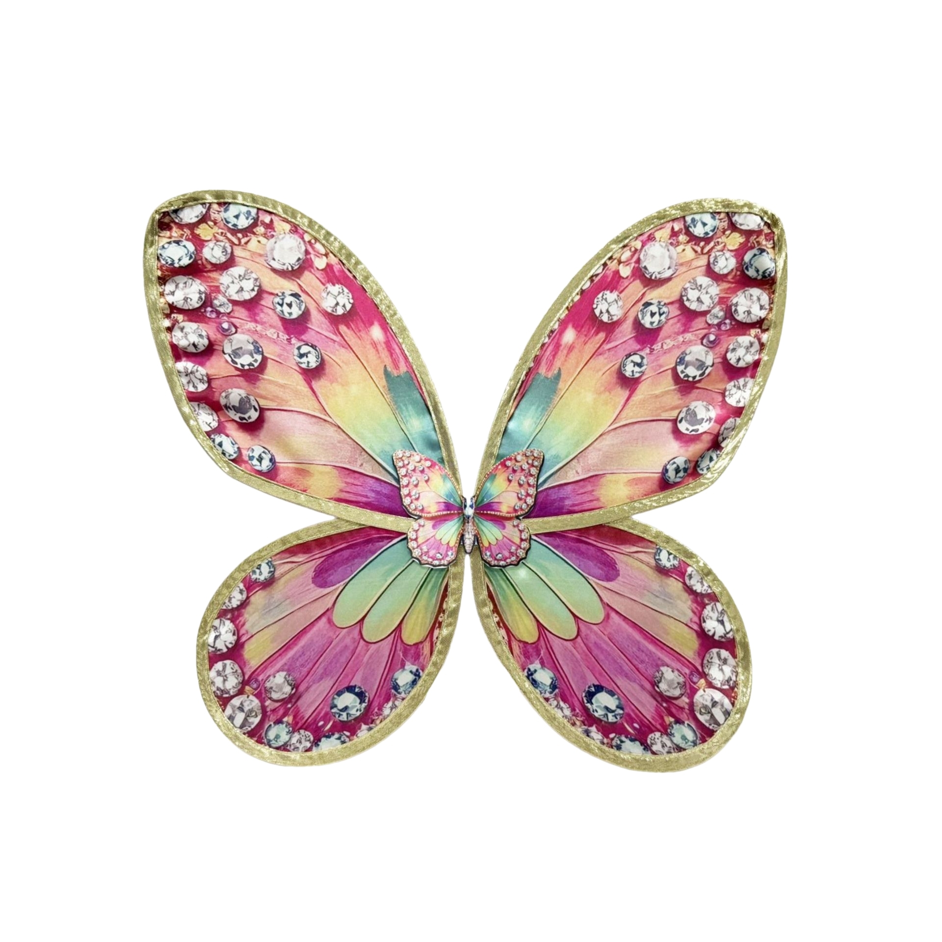The diamond is a dazzling pink color