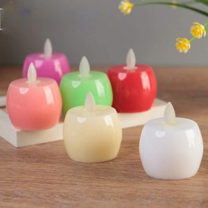 Bougies <span class=keywords><strong>LED</strong></span> en plastique <span class=keywords><strong>pas</strong></span> chères en forme de pomme pour la décoration de la maison Halloween Diwali Ramadan Pâques Nouvel An - Faites à la main Sans fumée Fonctionnant sur piles - Product Image 2