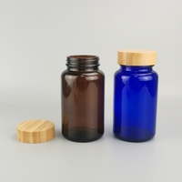 Bouteille en verre ambré 100 ml 120 ml 200 ml 250 ml 300 ml 500 ml Bouteilles pour médicaments et compléments alimentaires Bouteille à capsules avec couvercle en bois