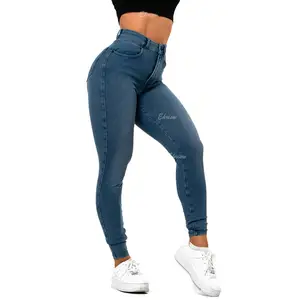 Jeans Skinny Jeans da donna con montatura Fit pantaloni da donna vitali a vita alta blu azzurro Legging Jean