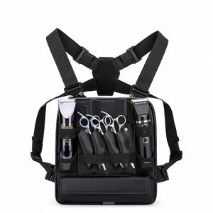 Bolsa de Herramientas Multifuncional de Cuero PVC para Peluquería Profesional, Colorida, Mediana, Negra, 27*31.5cm, con Correas para Estilistas y Peines - Product Image 1