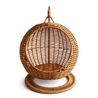 Chaise-œuf en rotin tressé à la main pour chat avec support |   Panier suspendu pour chat en osier style bohème