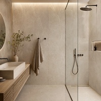 WYRAX Panneau mural en PVC effet marbre beige travertin pour hall d'accueil, surface lisse, revêtement pour projets hôteliers 1220x2440mm 3.5mm