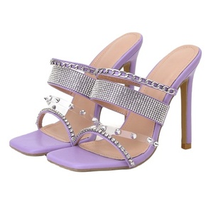 Sandales à talons hauts pour femmes 2025, avec rivets en cristal, style décontracté, talons aiguilles - Product Image 2