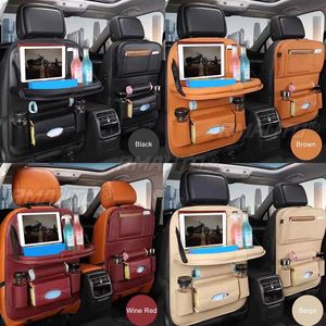 <b>Car</b> Seat Back Organizer PU Leather Pad Bag <b>Car</b> Storage Organizer Foldable <b>Table</b> Tray Travel Storage Bag Auto Accessories - Product Image 5
