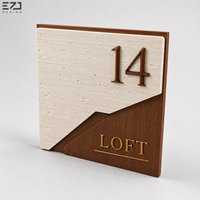 Plaque de numéro de chambre d'hôtel de luxe personnalisée EZD, en bois 3D et acrylique, pour appartement, loft, signalétique murale