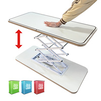 Stand de comptoir télescopique personnalisé avec éclairage LED automatique, table escamotable et podium en tissu tendu