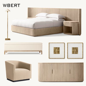 WBERT Luxurious ModernLuxury Modern High Quality American Style <b>Bedroom</b> Furniture Queen Bed Oak Baron Panel Bed - Product Image 2