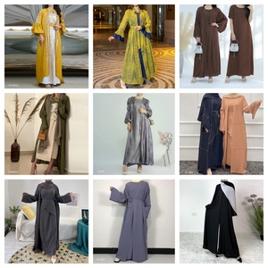 Abaya Hiver Plissée Scintillante Luxe Dubaï Épaisse en Crêpe, Cardigan Ouvert Brillant et É<span class=keywords><strong>l</strong></span>égant Style Turque - Product Image 6