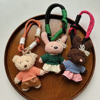 Porte-clés en peluche ours RW avec cordon coloré, cadeau pour sac à main, breloque mignonne en peluche pour femme