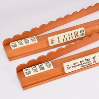 Organizador de Fichas de Mahjong American Standard de 17 Pulgadas, Dos en Uno, con Borde Ondulado, de Madera Maciza, con Varilla de Empuje, Moderno y Profesional