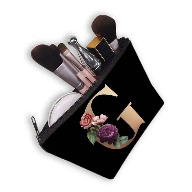 New Black Cosmetic Make Up Bag Organic Fabric Cotton Canvas Zipper Custom Logo Women Travel Makeup Pouch