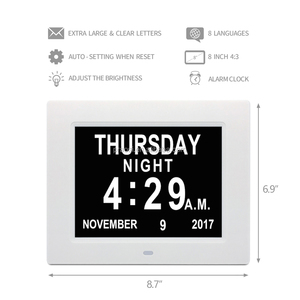 Hot Bán LCD Đồng Hồ 8 Inch Kỹ Thuật <span class=keywords><strong>S</strong></span>ố Đồng Hồ Hình Ảnh Video Phát Lại Tường Treo/Bảng Đứng Lịch Đồng Hồ Cho Chứng Mất Trí <span class=keywords><strong>Alzheimer</strong></span> Của - Product Image 2