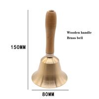 Cloche en laiton avec baguette en bois, cloche à main en cuivre pur, 80mm, 95mm, 110mm, 140mm