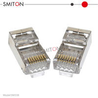 Konektor pass-bar Cat6A terlindung Rg45 Cat6a 8P8C konektor