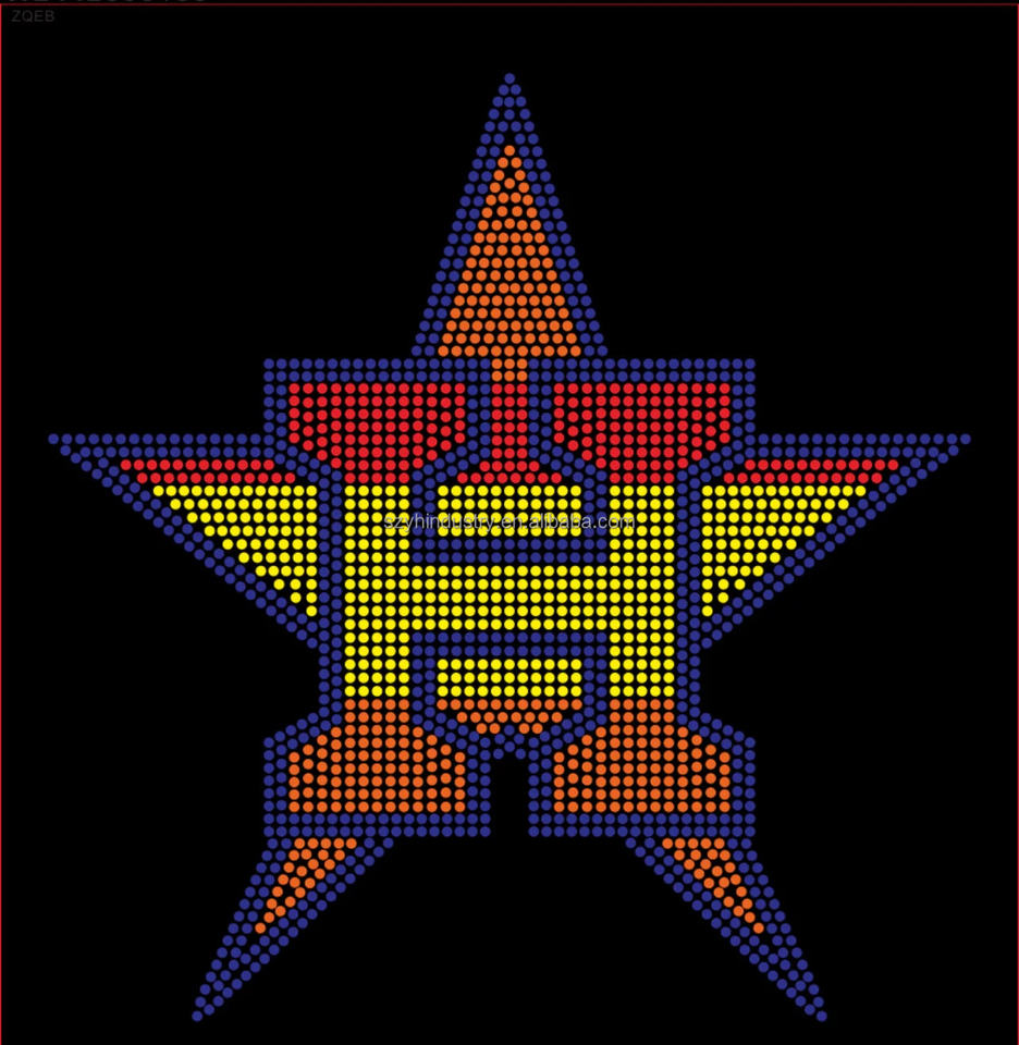 Custom Bling Houston Star Rhinestone Transfer Motifs for t Shirts Heat ...