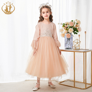 Nhanh nhẹn mùa thu lá in dài tay áo hoa cô gái Wedding Dresses Toddler Kids Evening Đảng Tulle prom Gown dài frock + áo choàng - Product Image 3