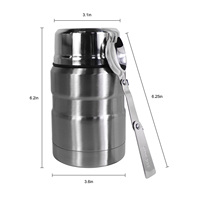 Pot alimentaire thermique sous vide en acier inoxydable 16 onces double paroi flacon alimentaire récipient à soupe avec cuillère pliante récipient alimentaire