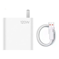 Charger Dinding Super Cepat 120W US CN Socket, Adaptor Charger Perjalanan dengan Kabel Data Tipe-C 6A, Cocok untuk Xiaomi