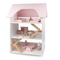 Amazon heiß verkaufendes Spielzeug Kinder pädagogische frühe Bildung Puppenhaus dreistöckige Villa DIY handgemachte Holzpuppe nhaus