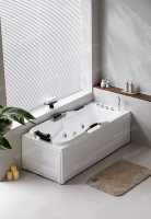 Baignoire Balnéo en Acrylique SICO 6 Jets de Massage, Installation d'Angle, Robinet Cascade, Accoudoirs, 1.2-1.8 m, Intérieur
