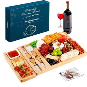 Tabla de queso de bambú de 21 pulgadas con juego de cuchillos para servir bocadillos en fiestas - Product Image 5