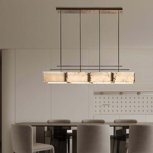 Designer Designed Luxury Copper Marble Chandelier Long Strip LED Pendant <b>Light</b> For Home Tea Table Villa Restaurant - Product Image 4