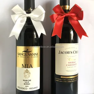 High Quality Custom Champagne Wine Bottle Neck Bows Quality Tie Decoration Ribbon Bow for Gift Ribbons