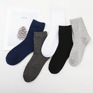 100% Cotton Custom Solid Sports Men Crew Socks Dress Socks Business Knitted Bamboo Socks Wholesale in Stock Breathable Pure