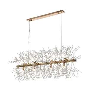 Prix bas décoration luminaires éclairage doux chromé doré en cristal de fer pendentif lampe