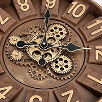 Jam Dinding Mewah Arab Antik Warna Coklat Perunggu Emas 18 Inci untuk Dekorasi Rumah, Jam Jarum Quartz Satu Sisi CE