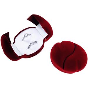 Boîte à bagues de couple coeur à coeur en velours rouge Boîte à bagues de mariage - Product Image 4