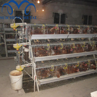 Cages à poulets en métal galvanisé à trous carrés pour élevage avicole, clôture à 4 niveaux pour poules pondeuses et poussins