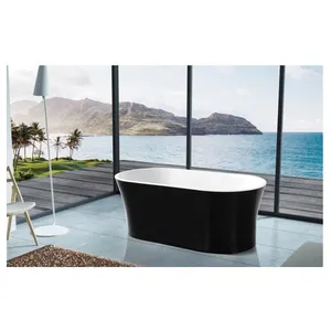 1700 schwarze moderne Standard-Badewanne mit runder Ecke