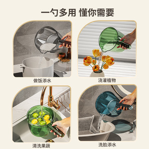 Transparent Water Ladle Large Capacity Thickened Long Handle Bpa Free <b>Plastic</b> <b>Kitchen</b> Use - Product Image 4