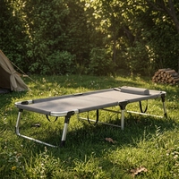 Lit pliant multifonctionnel d'extérieur, lit pliant en métal pour le camping