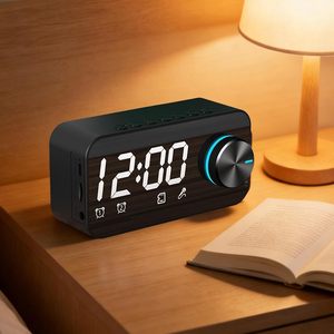 Altavoz Bluetooth Portátil Mini con Perilla de Volumen, Subwoofer, Reloj Despertador de Escritorio, Luces LED, Radio FM, Altavoz Inalámbrico, Luz Nocturna - Product Image 2