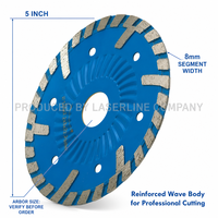 5 Zoll (125 mm) Kaltgepresstes Diamantsägeblatt mit verstärktem Wellenprofil, 8 mm Segment, für Granit, Beton, Ziegel, Stein, Schneiden mit Winkelschleifer, DIY