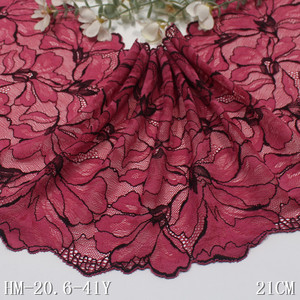 Bordure en dentelle extensible douce bicolore rose et noire de 21 cm de large, de haute qualité, faite à la main, pour vêtements, soutiens-gorge, style sexy - Product Image 6