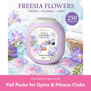 Capsules de lessive parfumées Coco, 8 seaux par carton, pour les salles de sport et les clubs de fitness, vente en gros - Product Image 1