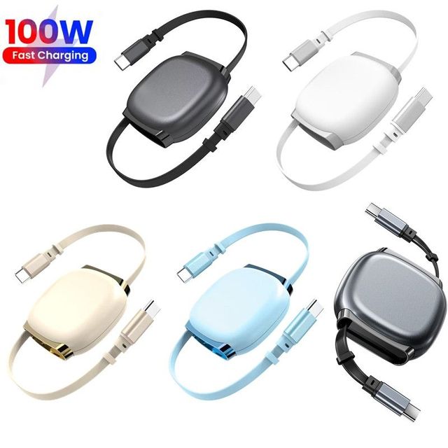 HYTO 100W USB C to USB C Cable Retractable Type C Cable For Tablet Fast Charger USB C Data Wire for iPhone 17 16 15 Samsung