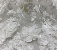 Gaun pernikahan Tulle bordir pengantin desain kustom jaring Applique kain renda bunga 3D