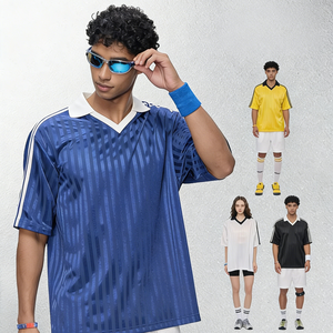 T-shirt de football américain, canadien et mexicain à col en V Millennium avec rayures rétro, style streetwear, manches courtes pour <span class=keywords><strong>homme</strong></span> - Product Image 2