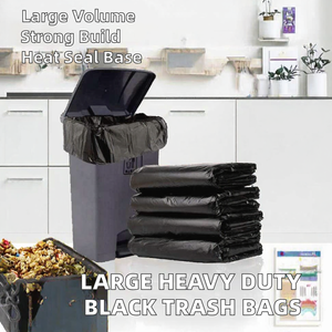Sacs poubelles noirs en PE 60x80 cm/80x100 cm/90x100 cm à fond carré, robustes, thermosoudés, jetables, impression offset - Product Image 2